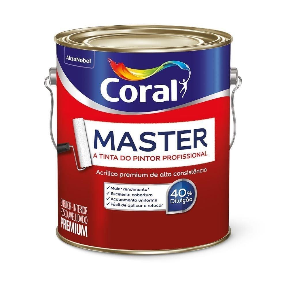 Tinta Acrílica Branco Fosco Premium Master 3,6 Litros Coral